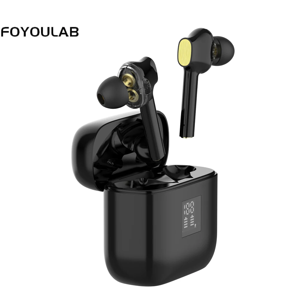 

FOYOULAB TWS07 Double Speakers Bass Earphone Bluetooth V5 Smart Touch Control TWS Earbuds Each Headset With Dual Micrphones Hifi