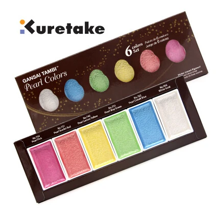ZIG Kuretake GANSAI TAMBI Starry/Pearl/Gem акварельные металлические золотые краски 6 цветов Набор