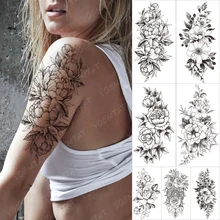 

Waterproof Temporary Tattoo Sticker Orchid Flower Tattoos Peony Lotus Lines Painted Rose Body Art Arm Fake Sleeve Tatoo Women