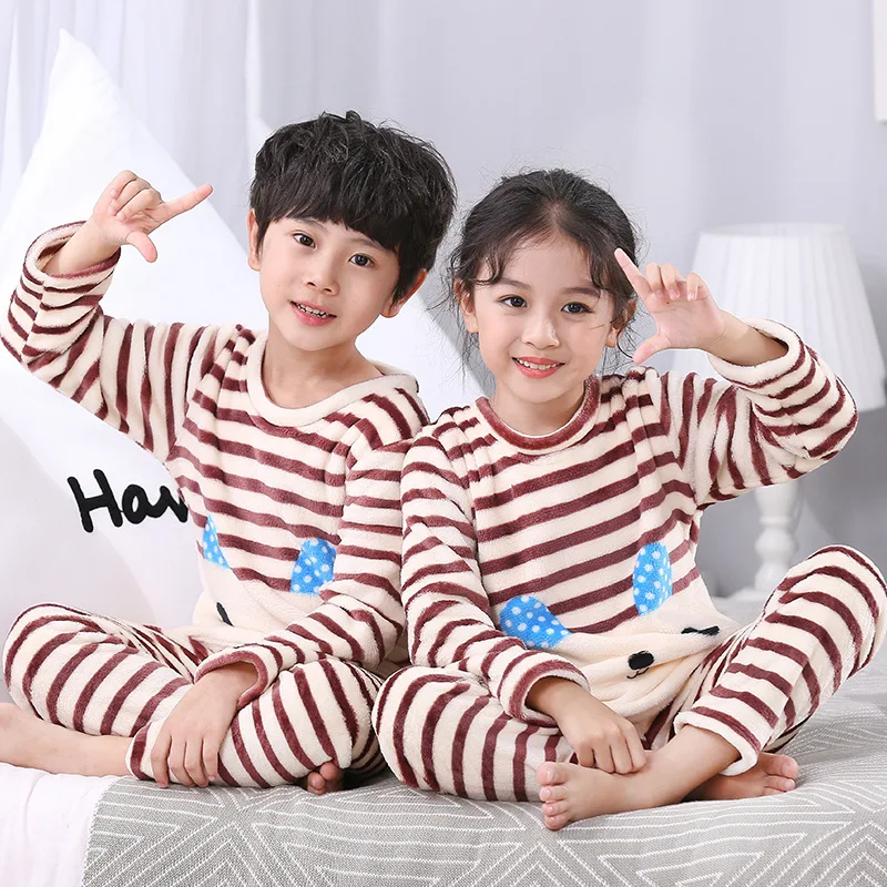 

[Snow Dan] 5 PCs Style ON CHILDREN'S Pajamas Autumn & Winter BOY'S Thick Coral Velvet plus Velvet Flannel Home