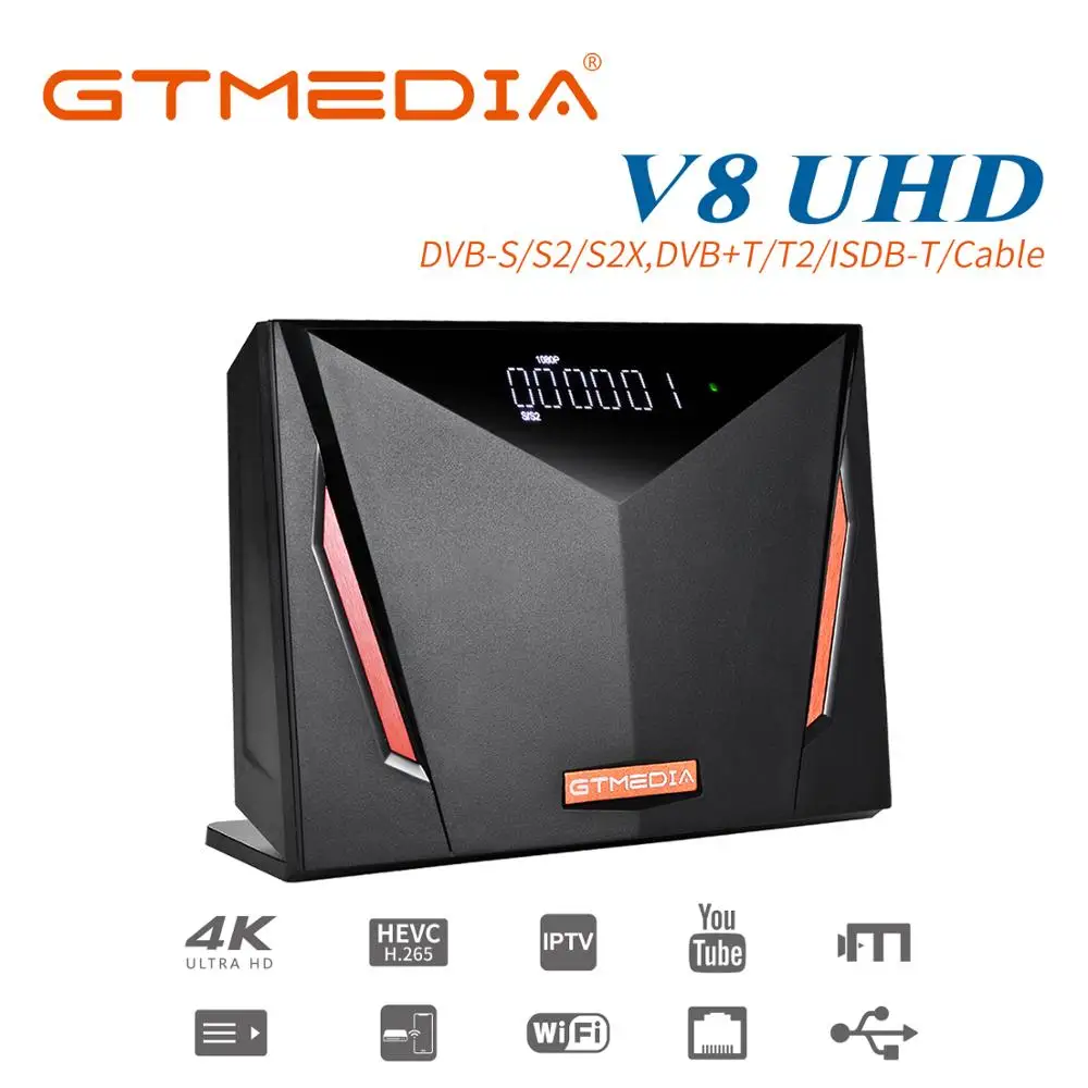 Спутниковый ресивер Gtmedia V8 UHD H.265 DVB-S/S2/S2X + T/T2/Cable/ATSC-C/ISDBT better V8X V7S PLUS v8 nova pro freesat V7 HD |