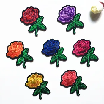 

New Cute Colorful Floral Rose Applique Flowers Patch Embroidered Sew on Clothes Bags Handmade DIY Craft Ornament Fabric Sticker