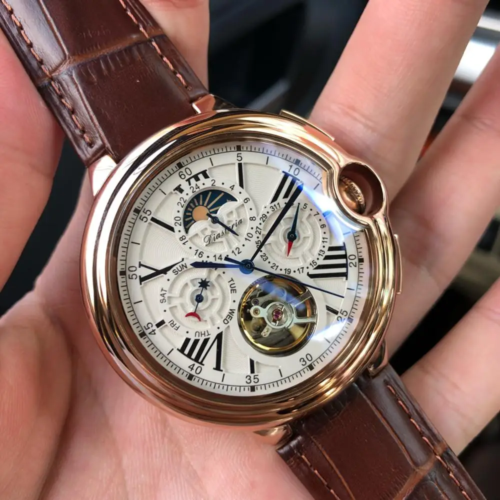 Tourbillon Мужские часы Топ Бренд роскошные с ремешком автоматические механические
