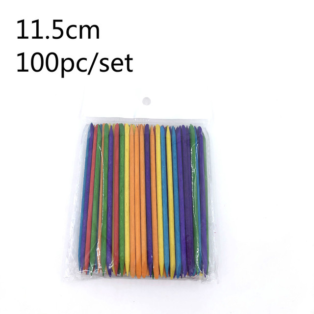 200pcs/set 100pcs/set Orange Women Lady Double End Nail Art Wood Stick Cuticle Pusher Remover Pedicure Manicure Tool Set