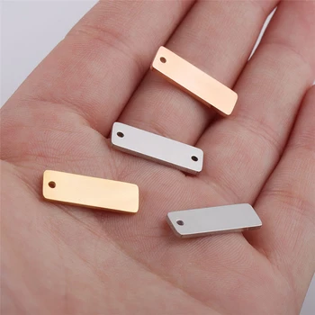 

10Pcs/lot Stainless Steel Rectangle Charms Blank Tag Charms For Necklace Bracelet Pendant DiY Jewelry Makings