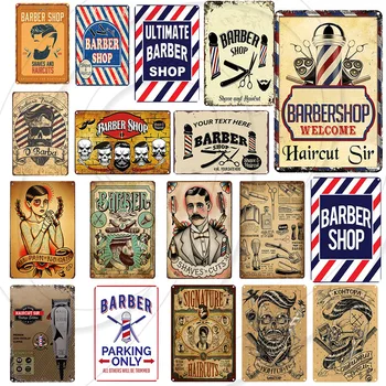 

Barber Shop Retro Poster Metal Tin Signs Vintage Plaque Picture Shop Bar Plate Wall Sticker Decor