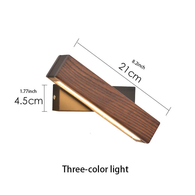 

Modern Nordic Solid Wood LED Rotated Wall Lamp Bedside Night Light Bedroom Living Room Aisle Sconce Light Fixture Wall Decor Art