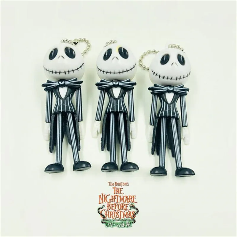 

Hot New Anime The Nightmare Before Christmas Jack Skellington Key Chain Cosplay Badge Toy Pendant Funny Skull Gift