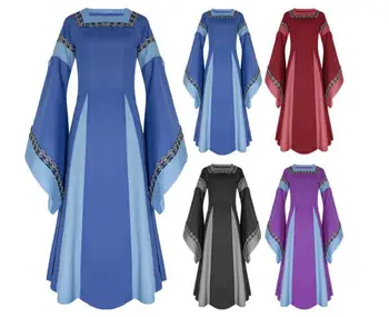 

women long medieval dress BALL gown green blue renaissance dress halloween