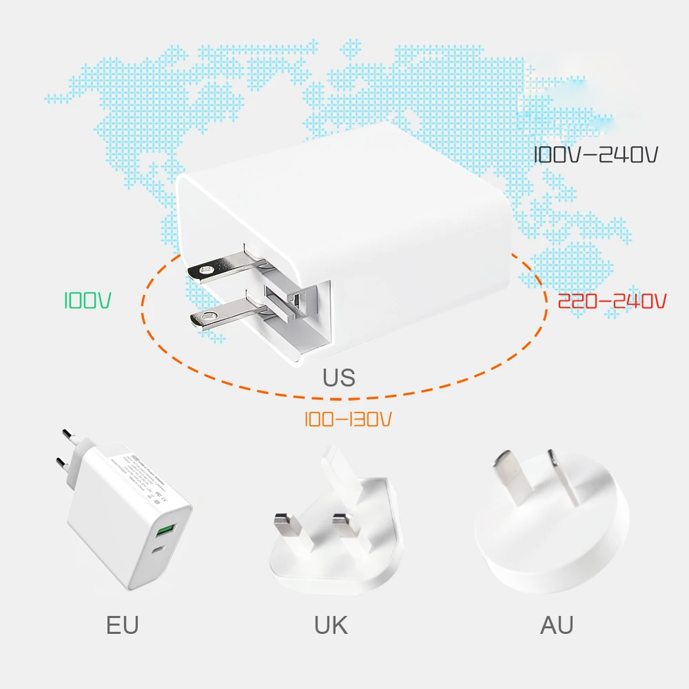 42 Вт TYPE-C USB-C адаптер питания, 1 порт PD30W QC3.0 зарядное устройство для USB-C ноутбуков MacBook Pro/Воздушный iPad Pro, 1 порт USB для samsung iPhone