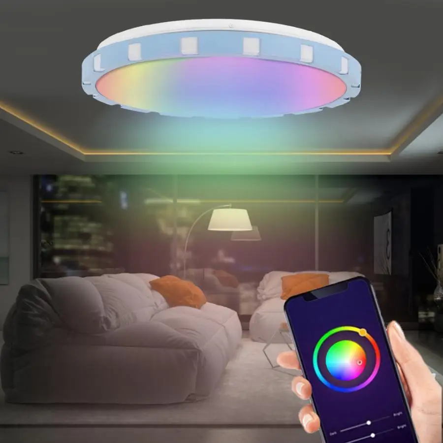

AC 85-265V RGB+WW 48W LED Ceiling Light Smart Multi-Color Dimmable With Voice Control Light