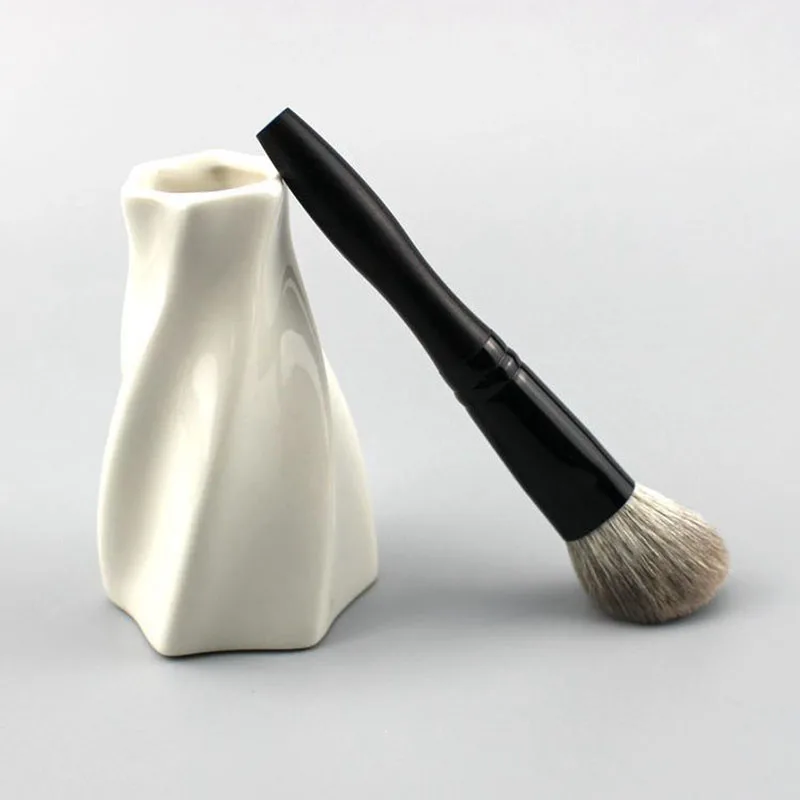 W02 Professional Handmade Makeup Brush Soft Blue Fox Goat Hair Angled Contour Sculpting Brush Ebony Handle Make Up Brushes 4