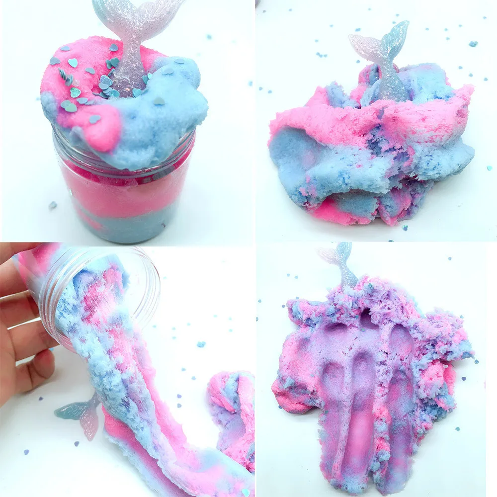 Beautiful color fish tail Cloud Slime Kids Mud Play Plasticine Gum Polymer Clay Antistress slime children