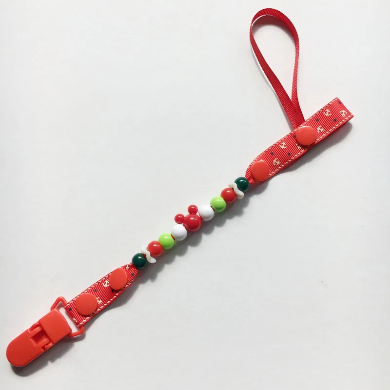 

1pc Newborn Baby Pacifier Clips Chain Baby Christmas Nipple Holder Round Bead Pacifier Chain Clip For Child Nipple Folder J0153