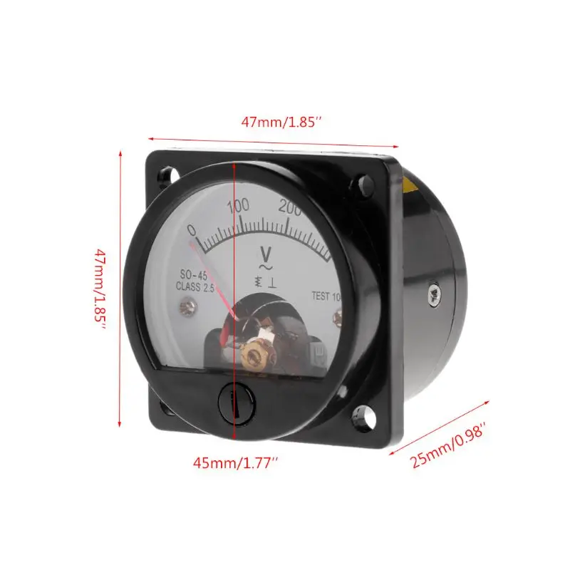 SO-45 AC 0-300V Round Analog Dial Panel Meter Voltmeter Gauge Current Voltmeter 