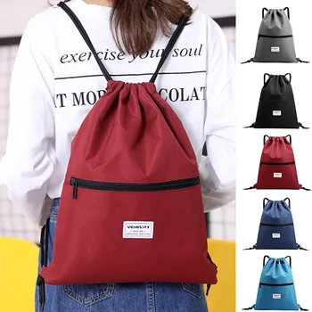 

Zipper drawstring harness pocket Fashion Unisex bag School Bag Waterproof Bundle Rope backpack Travel Sport bag Dropship