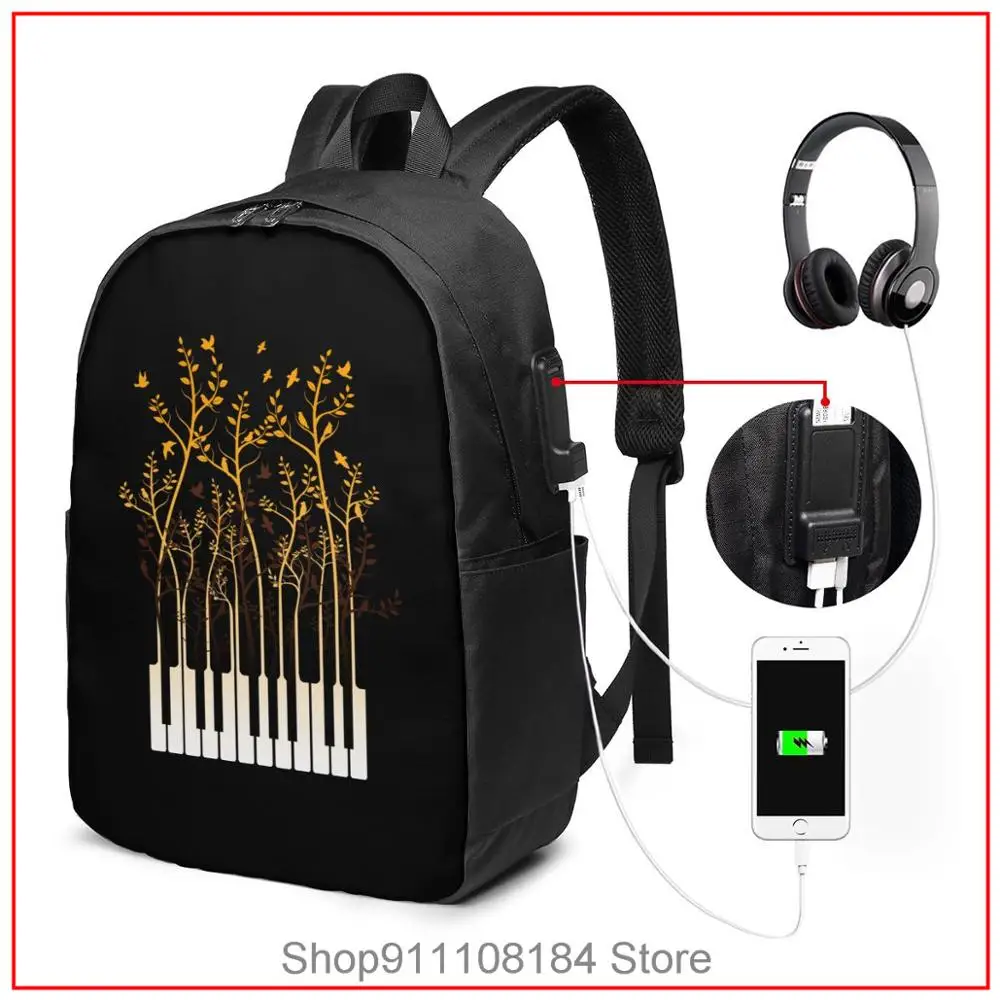 Music Piano Key Jungle Women Men Kids Backpacks Bags luxury school travel рюкзак школьный mujer sac femme mini anime cat | Багаж