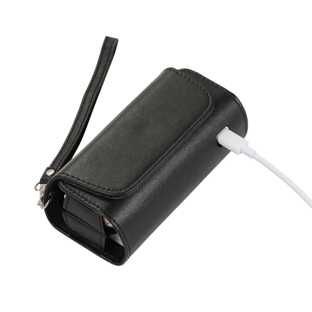 Чехол для электронной сигареты Iqos 3,0, кожаный чехол Iqos3 DUO, портативный чехол с веревкой для хранения сигарет - Цвет: Черный