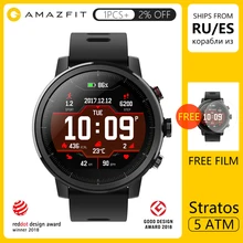 Amazfit Stratos Смарт-часы приложение Ver 2 для женщин и мужчин gps PPG монитор сердечного ритма 5ATM водонепроницаемый Встроенный музыкальный спортивный Смарт-часы