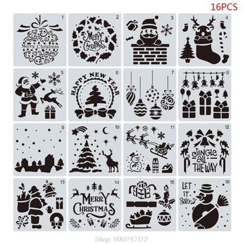 

16pcs/set DIY Merry Christmas Drawing Stencil Templates Embossing Paper Card Painting Scrapbooking Stamp Album S04 20 Dropship
