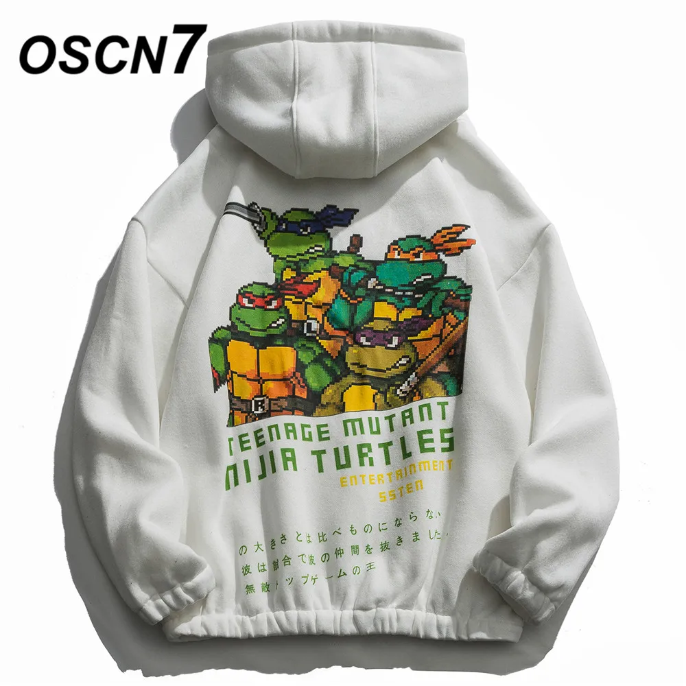 

OSCN7 High Street Plus Velvet Warm Print Hoodies Men 2019 Winter Japanese Streetwear Harajuku Hooded Sweatshirt Mens 60024