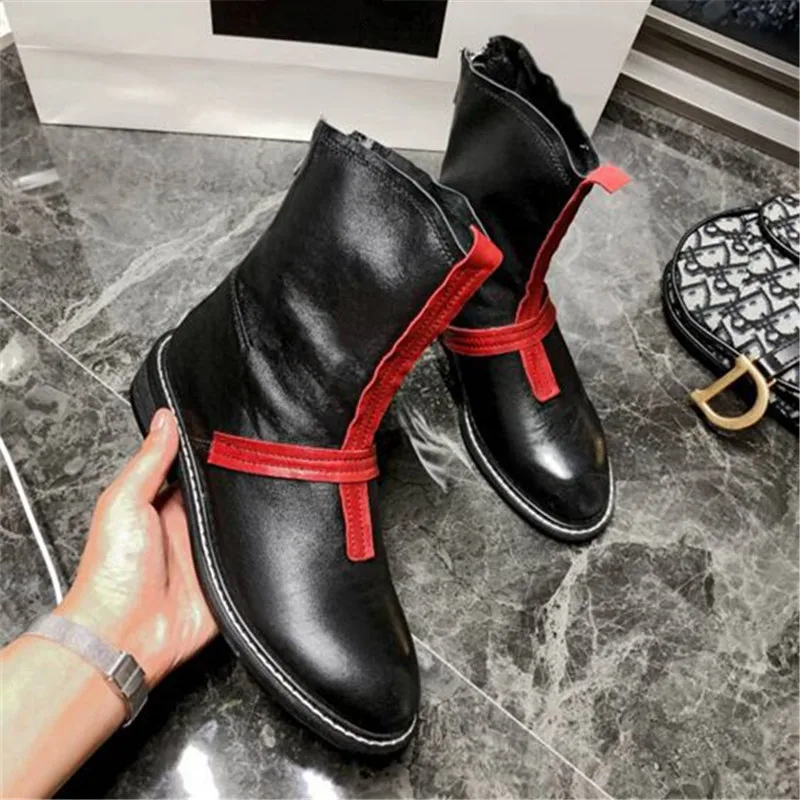 Botas Mujer; зимние ботинки; женская обувь с круглым носком; chaussures femme; модная обувь на среднем каблуке; scarpe donna; Новинка года; Женская обувь в байкерском стиле