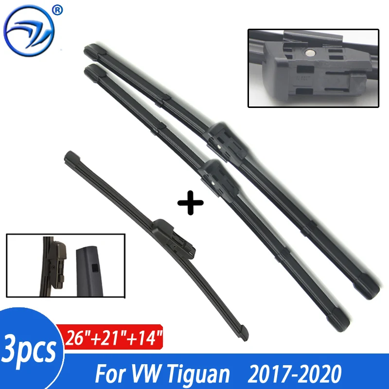 

Wiper Front & Rear Wiper Blades Set For VW Tiguan MK2 2017 2018 2019 2020 Windshield Windscreen Window 26"+21"+14"