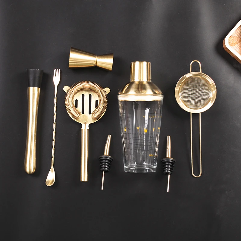 8 Pieces Cocktail Shaker Set Glass Bartender Boston Cocktail Shaker Home Bar Set