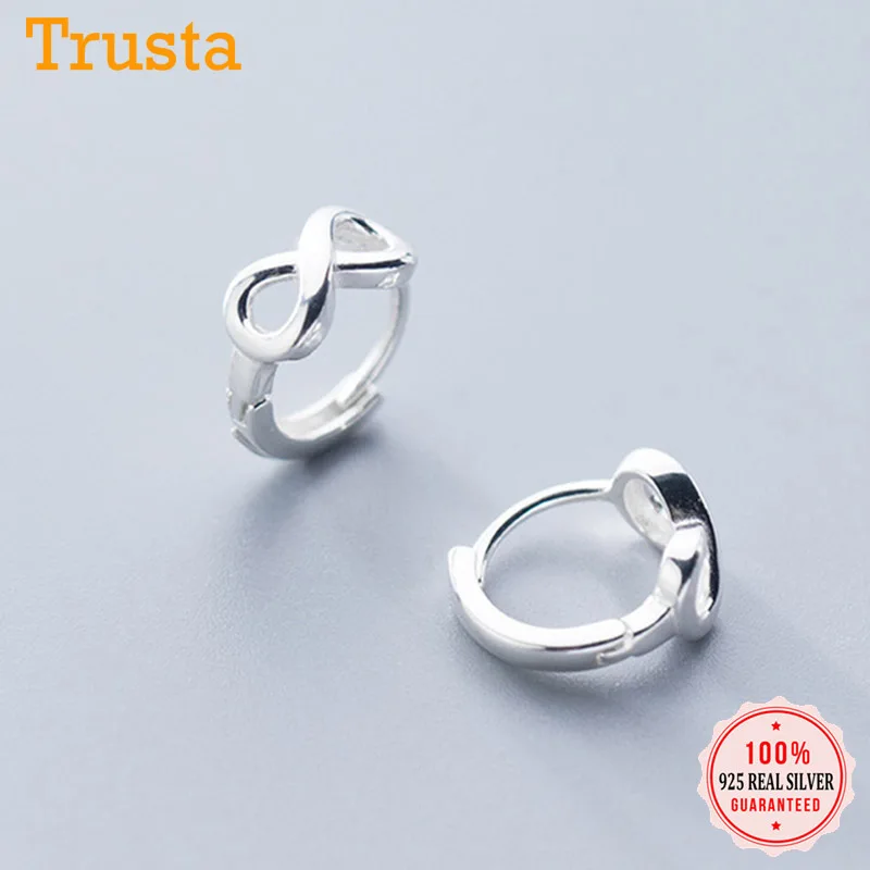 Trusta, натуральная 925 пробы, серебряные, модные, милые, бесконечные, серьги-манжеты, клипсы для женщин, Сережки для пирсинга, ювелирное изделие, подарок DS2333
