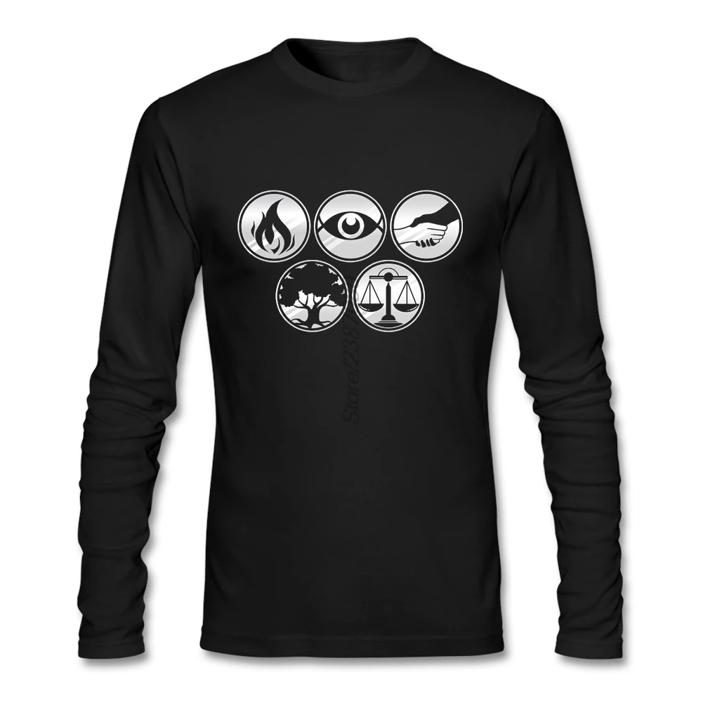 Divergent фракции футболка с длинным рукавом мужская одежда стиль Camiseta Хлопок фитнес для мужчин - Цвет: Черный