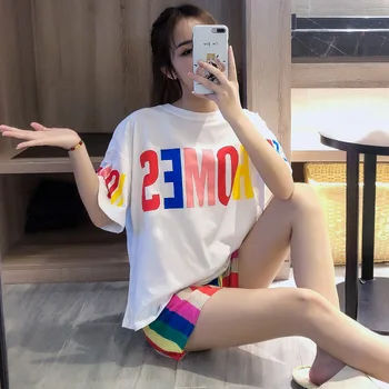 

2020 New Cotton Pajamas Women's Summer Thin Short-Sleeved Cotton Two Piece Suit Casual Girl's Leisure Set homewear sleepwear