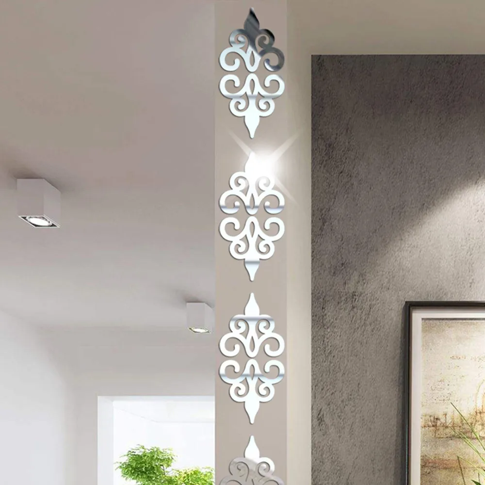 Mirror Wall Sticker Art Pattern 3D for Living Room TV Backdrop Bedroom Porch 3D Poster Peel & Stick Acrylic Wallpaper