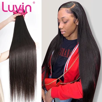 

Luvin Straight 28 30 Inch 100% Human Hair Unprocessed Virgin Hair Weave 1 3 4 Bundles Natrual Straight Hair Extens