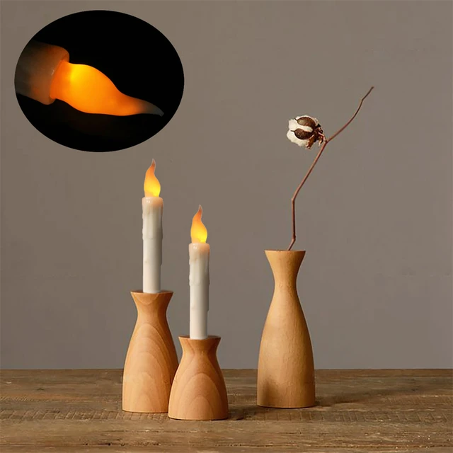 3/6/12pc 17cm Electric Flameless Long Candle Light Remote Control LED Taper Tealight for Christmas Halloween Wedding Party Decor 5