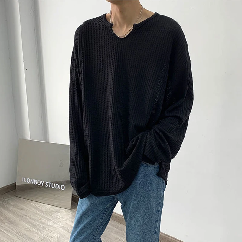 Sun Protection Breathable See Through Sexy Unisex Oversized T-shirt Long Sleeve V Neck Men Clothing 2022 Trend Woman Tee Punk