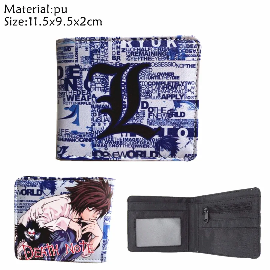 Кожаный кошелек с рисунком аниме «Death Note L», короткий, двойной, держатель для карт, для фотографий, из искусственной кожи, для мальчиков и девочек, карман для монет на молнии, кошельки с мультипликационным принтом, подарок - Цвет: D