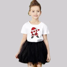 Набор одежды для девочек с Санта-Клаусом, детская Рождественская футболка платье-пачка Рождественский костюм модная одежда