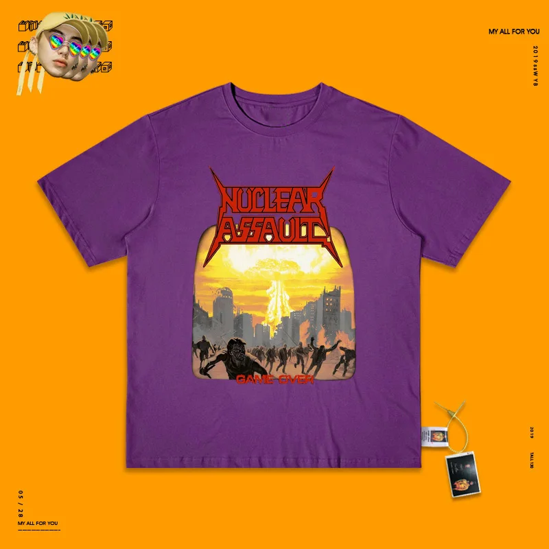 Violet Zombie An Era, Ins Tide, брендовая футболка с коротким рукавом, большая стирка, хип-хоп уличное для скейта, для мужчин и женщин - Цвет: Violet