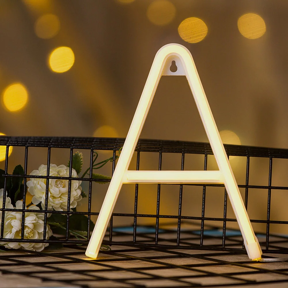 3D 26 букв Алфавит светодиодный свет Marquee знак настенная лампа в помещение подвесной ночник для свадьбы День рождения светодиодные лампочки для декора