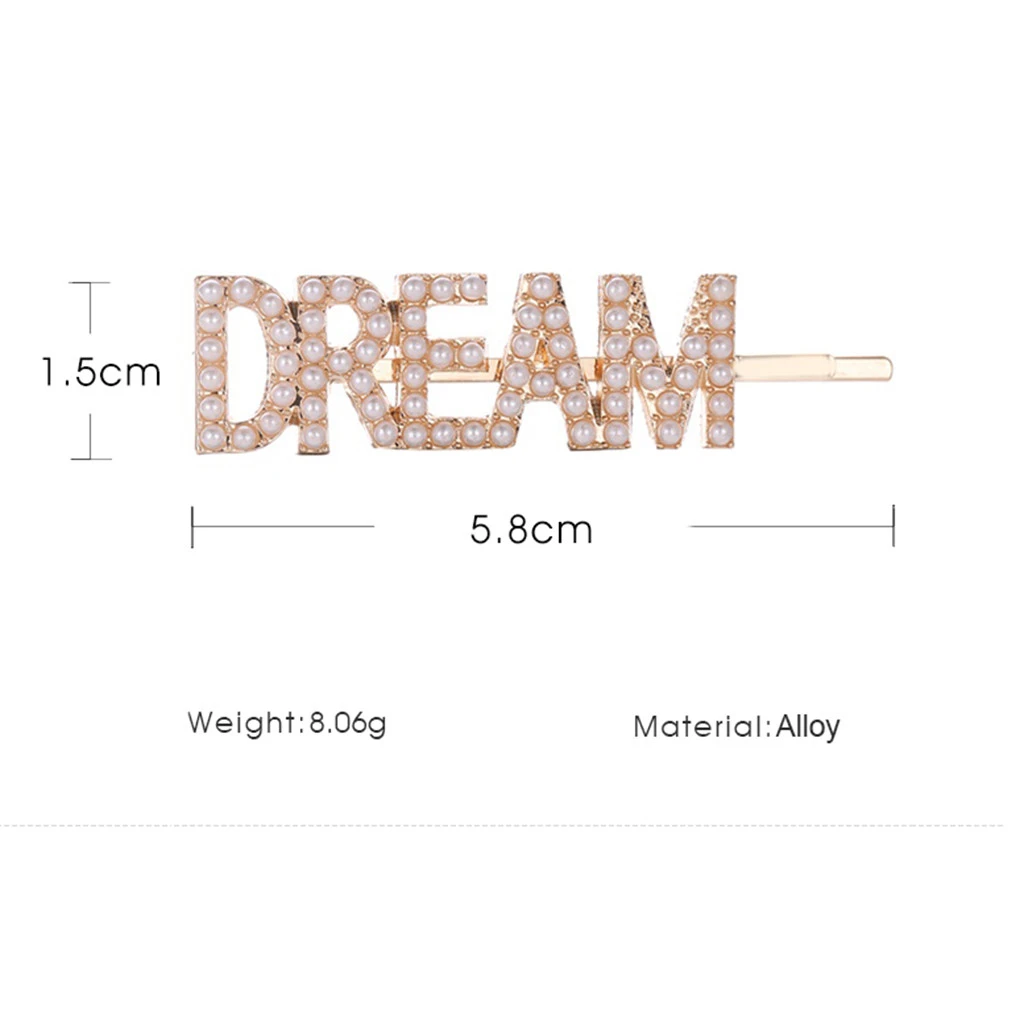 Korean Design English Alphabet Pearl Clip Retro Hairpin Headdress Hair Clip Girls Adult Metal Barrette Hair Accessories 917