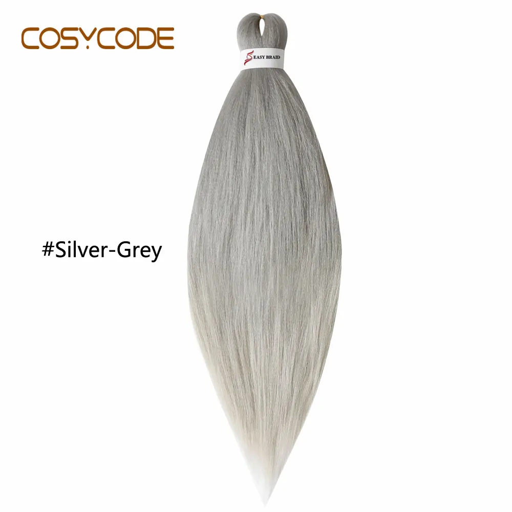 COSYCODE Jumbo вязание крючком плетение волос для наращивания 26 дюймов 66 см Длинные Синтетические косички чистый 2 тона - Цвет: # Серебристо-Серый