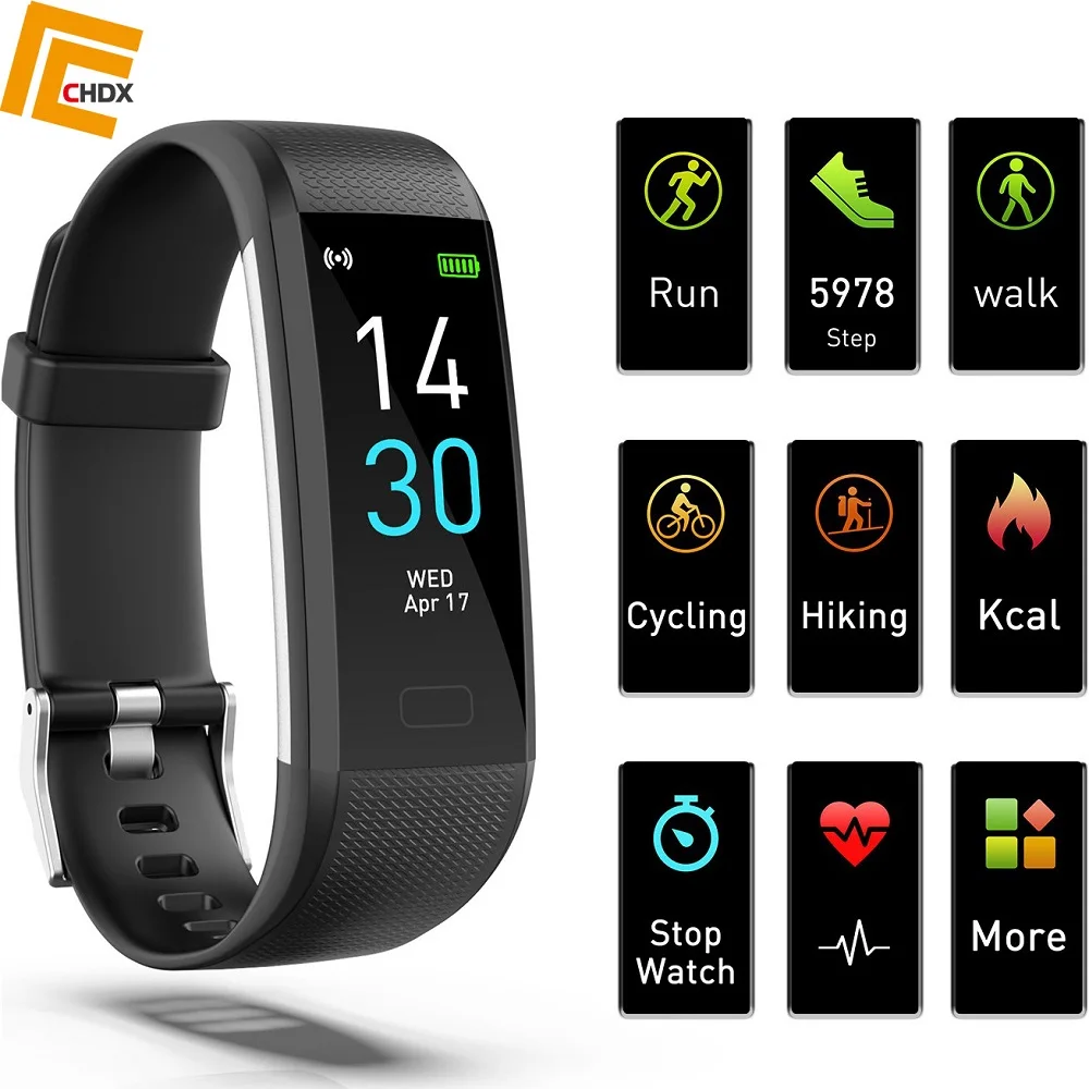 

CHDX Bluetooth Multi-Languages Smart Wristbands Heart Rate Monitor Smartband Fitness Traker Waterproof IP68 Smart Watches