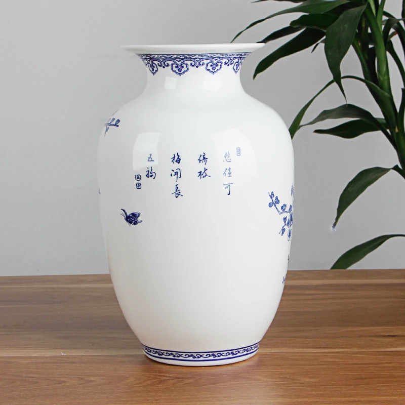 Blue and White Jingdezhen Porcelain Vases: Fine Bone China Vase with Bird and Flowers Decoration image 6