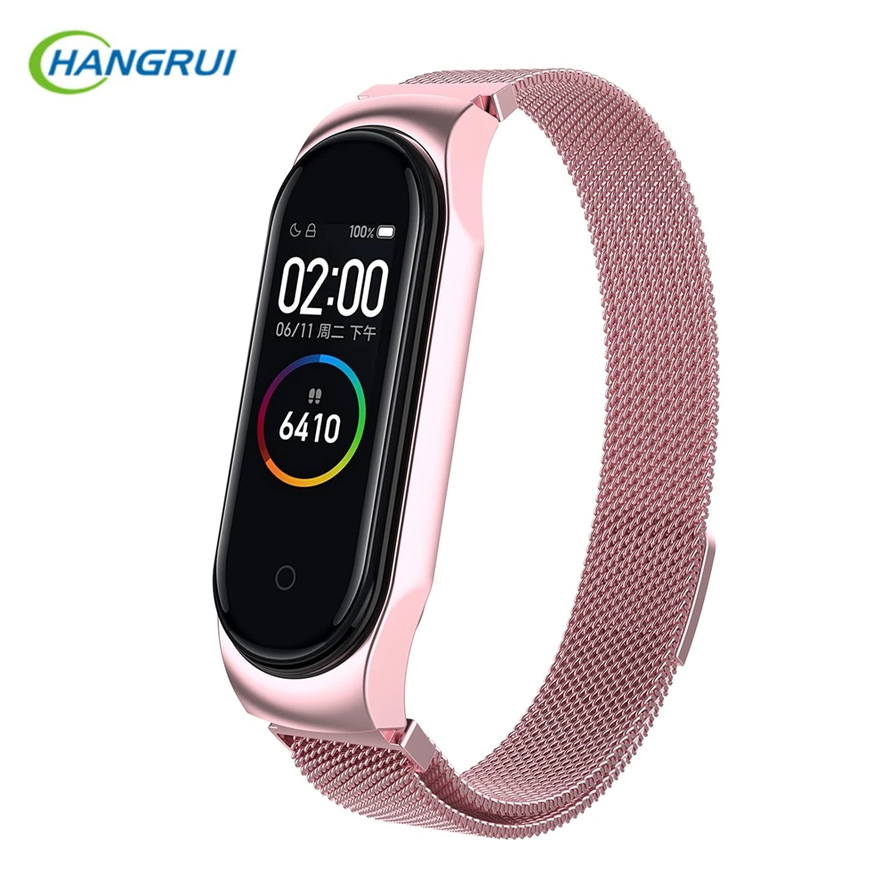 Hangrui металлический ремешок для Xiaomi mi Band 4 3 браслет для mi band 4 NFC умный Браслет сменный ремешок на запястье для mi band 3