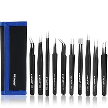 Urijk 10 шт. ESD инструменты для пинцета комплект прецизионный антистатический Изогнутый наконечник прямая нержавеющая сталь пинцет кусачки для ремонта инструмент