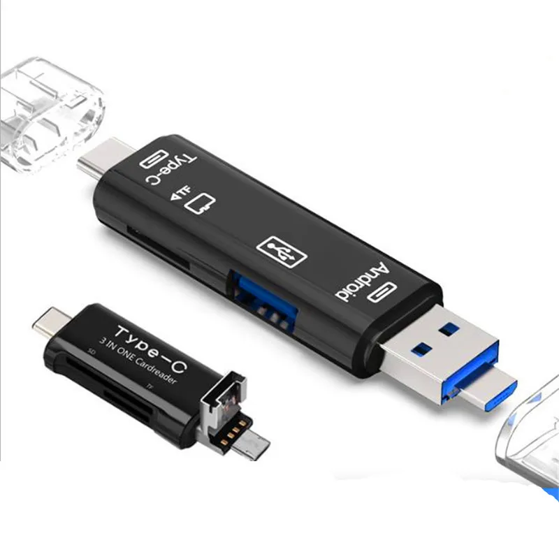 5 в 1 слот для карт памяти для устройства чтения sd-карт для USB 3,0 Тип C/USB/Micro USB/SD/TF карты памяти считыватель карт OTG адаптер новое поступление