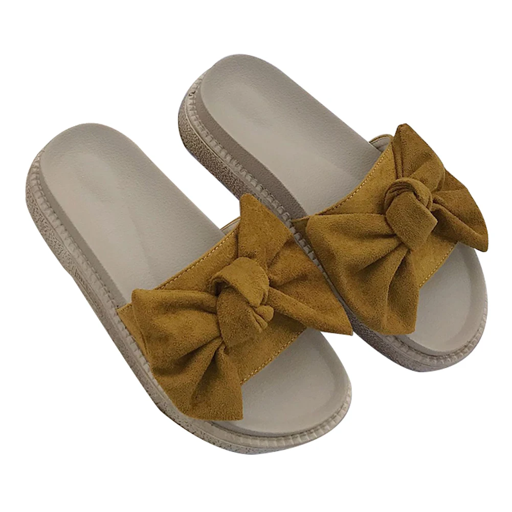 

Casual Summer Platform Slipper Daily Bow Knot Ladies Round Toe Wedge Women Sandal Thick Bottom Flat Fashion Beach Nonslip