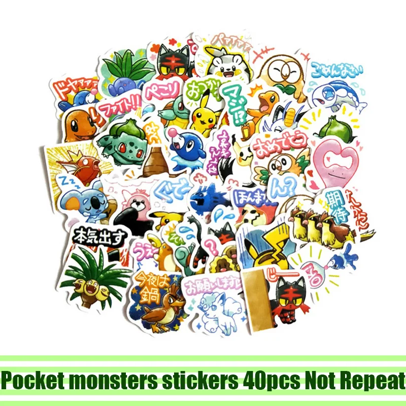 

40pcs Pocket monsters Stickers paster anime movie decals scrapbooking diy phone laptop waterproof home decorations gift