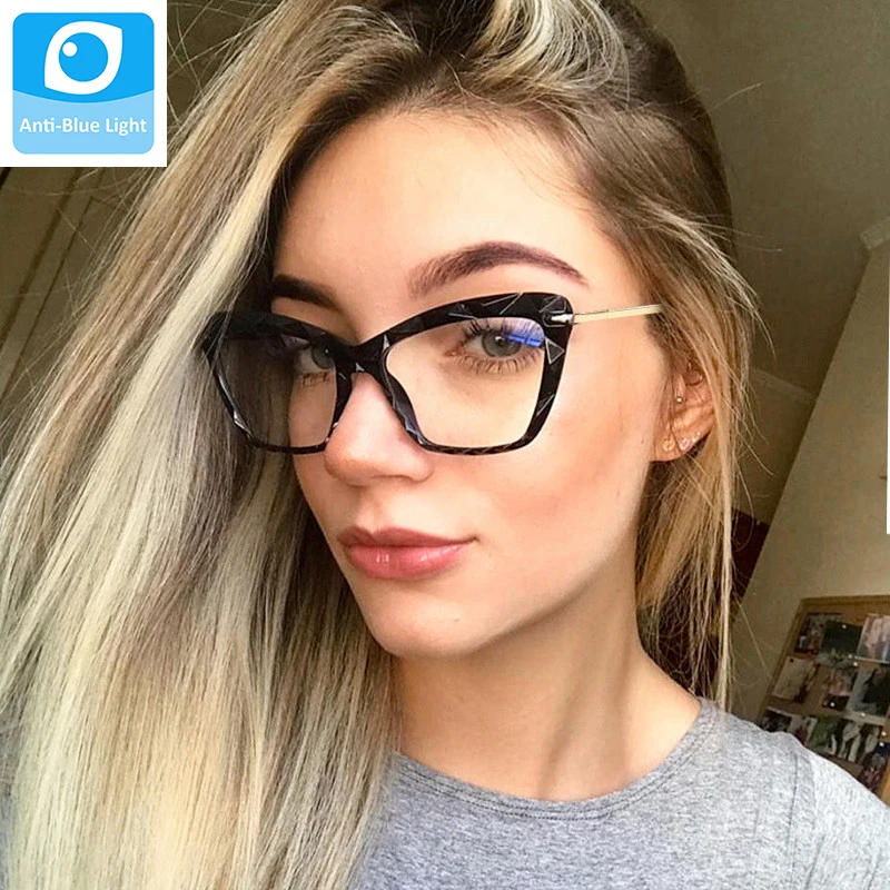 

CURTAIN Vintage Anti-blue Light Cat Eye Eyewear Frame Women Retro Eye Glasses Frame Female Clear Lens Spectacles Eyepiece Shades