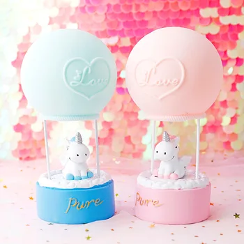 

Creative Unicorn Hot Air Balloon Lamp Girl Series Cartoon Resin Night Light Room Decoration Murals Hot Air Balloon Ornaments
